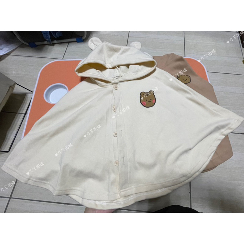 全新現貨 百元童裝 可愛動物刺繡耳朵連帽斗篷 披風 熊熊 實拍