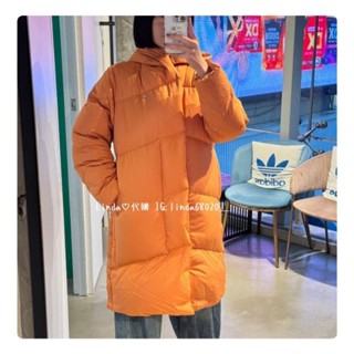 Linda❤️代購 Adidas 保暖 鵝絨 連帽 羽絨外套 JJ1356 橘色 連帽 長大衣 冬裝外套 亮橘