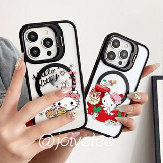 草莓KT貓 卡通 iPhone16 15 14 13 12 11 Pro max 防摔殼 鏡頭隱形支架Magsafe磁吸
