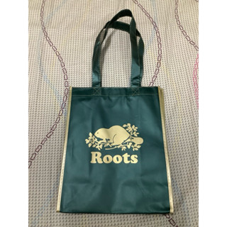 全新 Roots 50週年 限量 限定 高質感 綠金 環保購物袋（中）