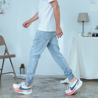 LARGE STORE 街頭潮流水洗刷色牛仔褲 縮口褲 工作褲 休閒長褲 牛仔褲 9分褲 可用皮帶(SP4188)