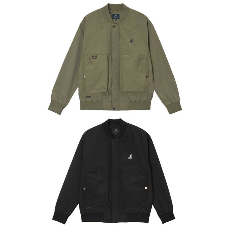 KANGOL 中性 黑 綠 造型 剪接 飛行外套 64551420-