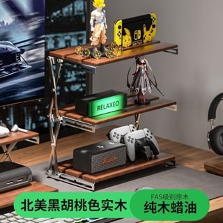 ❄️聊聊❄️原木露營置物架 三層手辦可折疊桌面便攜式小桌 戶外野餐置物架 擺攤可摺疊小桌子 實木摺疊小桌子 實木置物架