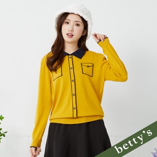 betty’s貝蒂思(35)2D造型口袋撞色翻領針織上衣(共二色)