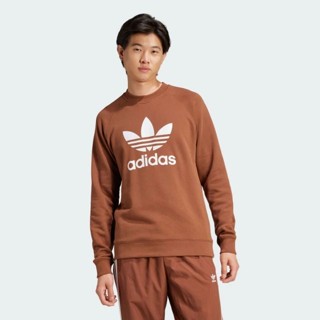 adidas 男款 長袖上衣 大學T TREFOIL CREW 咖啡 IZ2357