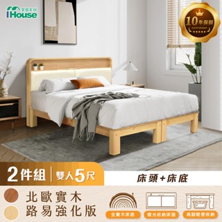 IHouse-強化款 優質臺規 實木房間2件組 (實木床頭+路易穩固床底)