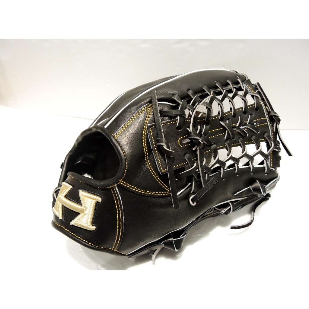 日本品牌 Hi-Gold (HG) 日本進口硬式牛皮 裡外同革 棒壘球 野手手套 T網檔 黑 附贈球棒鑰匙圈