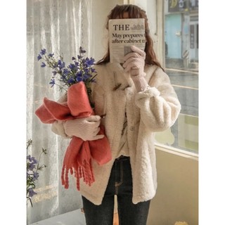 DREAM COLOR KR 一件免運 韓國代購 正韓女裝 精緻舒適保暖獨特斜角扣設計絨毛外套 1229