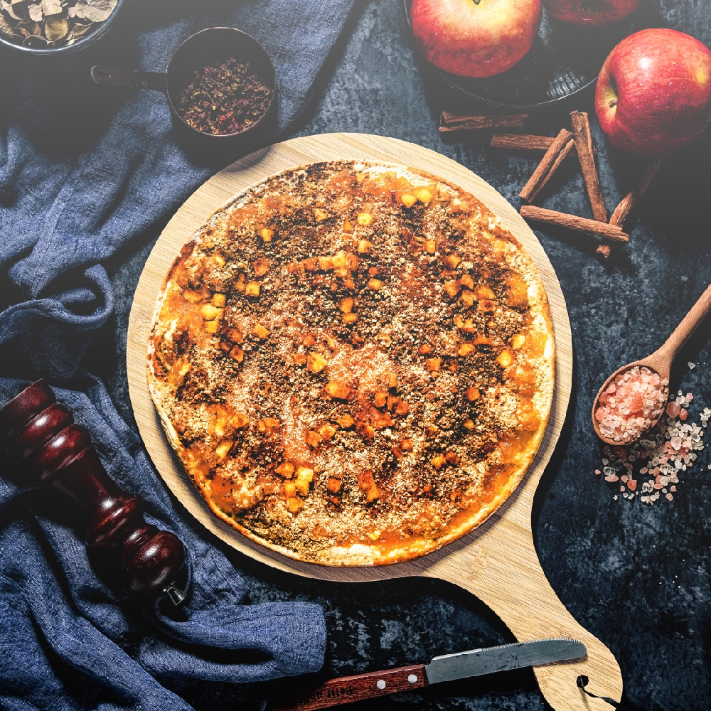 【說蔬人】蘋果派甜心披薩🍕薄片✨奶素❤️素食披薩/蘋果肉桂/蘋果派/pizza/披薩/素食冷凍披薩/素食PIZZA