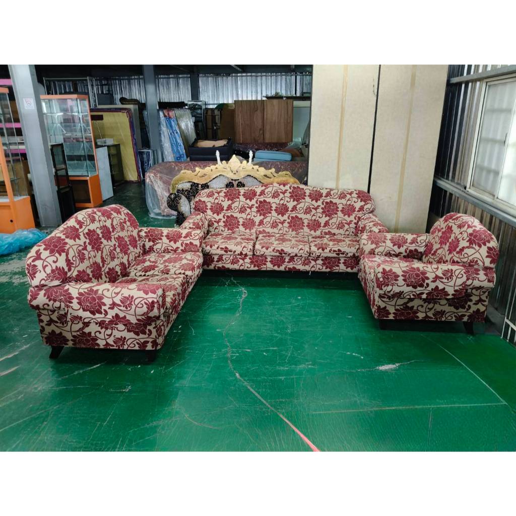 【二手倉庫-崇德店】二手家具☆緹花布沙發組☆1+2+3沙發 整套組沙發 布沙發 客廳椅 沙發椅 歐式沙發 鄉村風沙發