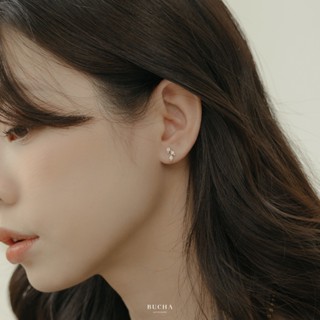 【BuCHA】316L鋼 水鑽落葉 單隻T型鎖耳環-2色｜耳環