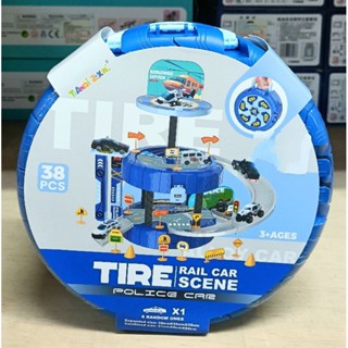 🎀現貨臺灣🎀兒童手提軌道交通玩具🎉警察 消防 工程款 滑道場景變形 停車場收納 安撫益智 手眼協調 親子互動🎉生日禮物