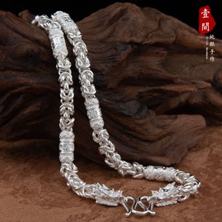 壹間銀飾店 ｜ 精工 ／ 純銀999 手作 ／ 編織 拜占庭 六字真言 龍頭扣 項鍊