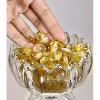 【明明天然水晶】 純天然巴西黃水晶碎石100g 天然暴力黃水晶 原礦打磨拋光 適合搭配消磁碗擺設 消磁淨化 招財運
