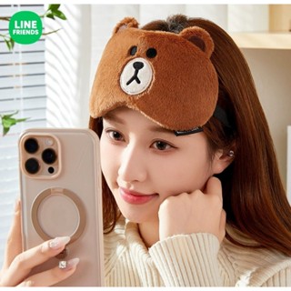 正版🔸️LINE FRIENDS毛絨冬季眼罩 女生遮光睡眠 專用午休睡覺緩解眼疲勞眼罩 熊大