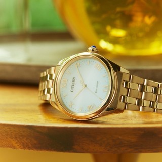 CITIZEN星辰 L系列 優雅光動能腕錶 -金 33mm / EM1143-81X