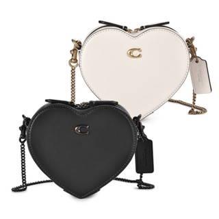 COACH Heart 14皮革愛心造型鏈帶斜揹包(任選)194834