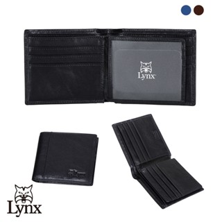 【Lynx】美國山貓義大利進口原皮牛皮左右活頁短夾10卡皮夾錢包男夾-藍色/咖啡 LY16-2192