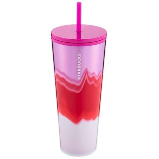 starbucks 星巴克24OZ粉紅浪潮TOGO冷水杯 / STARBUCKS 星巴克 派克市場咖啡隨行杯袋 飲料提袋