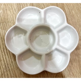 【二手美術用具 7成新】陶瓷調色盤 梅花調色盤 水粉水彩毛筆顏料盤