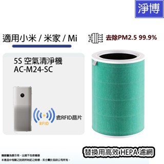 適用Mi/小米/米家5S空氣清淨機AC-M24-SC除臭活性碳HEPA網濾濾芯