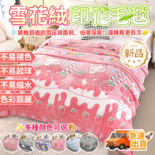 ⚜️虧本衝評+桃園速寄⚜️A類母嬰級雪花絨印花毛毯 雪花毯子 保暖毛毯 單人/雙人毛毯 親膚細膩 可裸睡 可機洗水洗