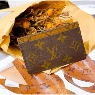 二手旗艦 LOUIS VUITTON LV 咖啡色 拼色系列 卡夾 名片夾(中友店)