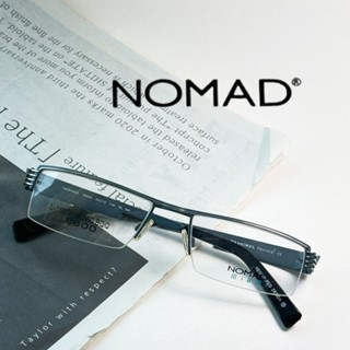 【NOMAD 】法國經典黑貓品牌｜法國製｜ 霧面｜ 藍銀｜雙色｜鏡框出清 ｜長方半框｜附原廠盒
