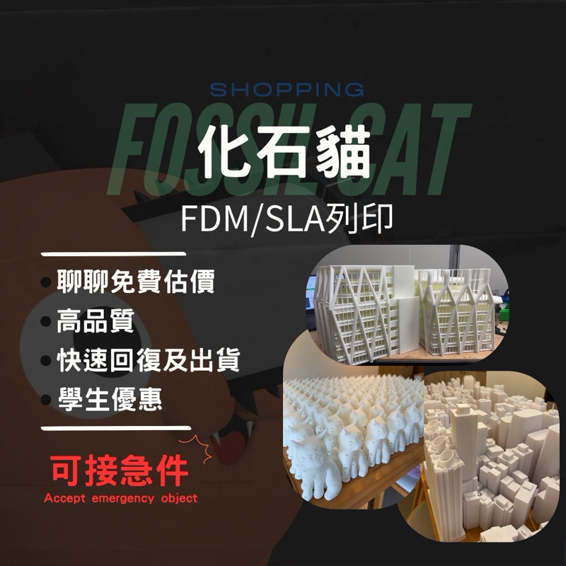 《化石貓3d列印》❗️可接急件 ❗️大/小型FDM與SLA光固化 學生專題 產品打樣 模型噴塗上色