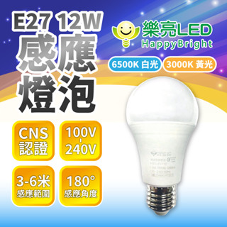 🔅亮亮燈飾×現貨免運🔅樂亮 LED 微波感應燈泡 12WˍE27燈泡ˍ全天候ˍ感應燈ˍ保固ˍLED燈泡ˍ紅外線感應
