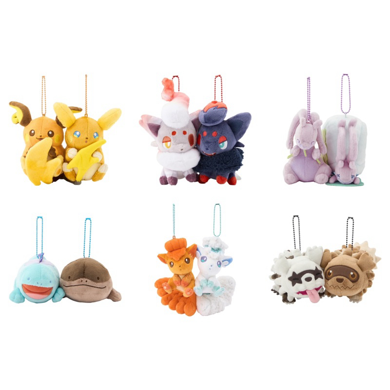 日本寶可夢中心 PokémonCenter限定 相親相愛 磁吸娃娃 雷丘 土王 索羅亞 六尾 黏美龍 蛇紋熊 吊飾