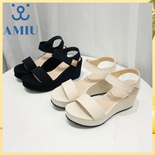 AMIU【現貨➕預購】MITSR 臺灣製造厚底涼鞋 氣質百搭契型鞋 金屬扣造型涼鞋楔型涼鞋 坡跟厚底涼鞋 坡跟鞋 船型鞋