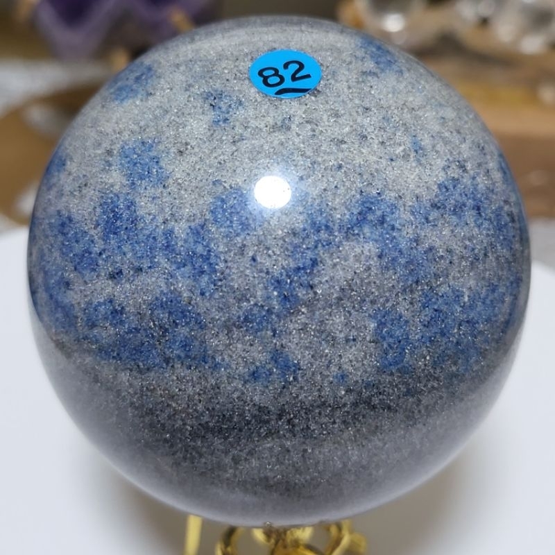 82#天然 星閃 K2 Blue球 66.5mm K2 藍銅礦 納長石 花崗 共生 有求必應 藍點石 健身球 意境 擺件