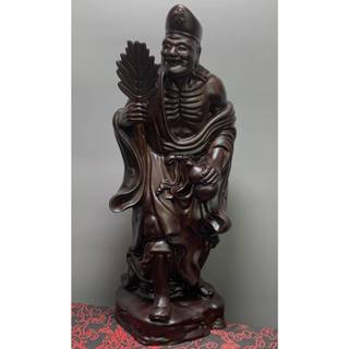 臺灣現貨 精雕 天然原木 黑檀木【濟公活佛】高29CM 佛像木雕 供奉居家 擺件擺飾 附收藏盒(隨機出貨)~092402