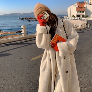 冬季外套女❤️泰迪熊大衣加棉加厚美拉德仿皮草外套女冬季保暖長版寬鬆毛毛外套 防寒保暖外套 羽絨外套 大衣外套 Z9NC