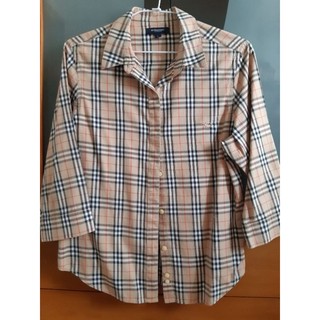 Burberry經典格紋 女版七分袖襯衫L號