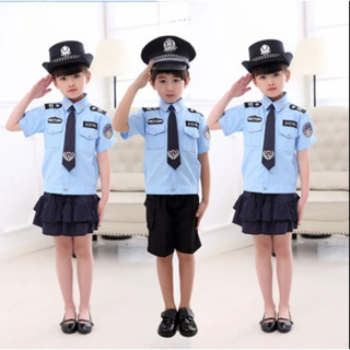 【臺灣-出貨】萬聖節服裝 兒童警察衣服 兒童小軍裝警官交警套裝男女童玩具小警察製服六一演出服生日禮物
