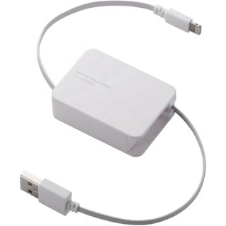 [新品] 日本 Elecom iPhone iPad Lightning 捲線 伸縮 收納 1.2M 白色 充電 傳輸