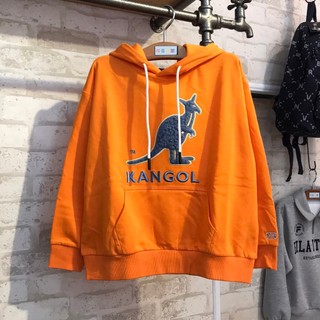 KANGOL童裝- 經典LOGO棉質刷毛連帽上衣