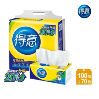 代購免運【得意】連續抽取式花紋衛生紙(100抽x70包)
