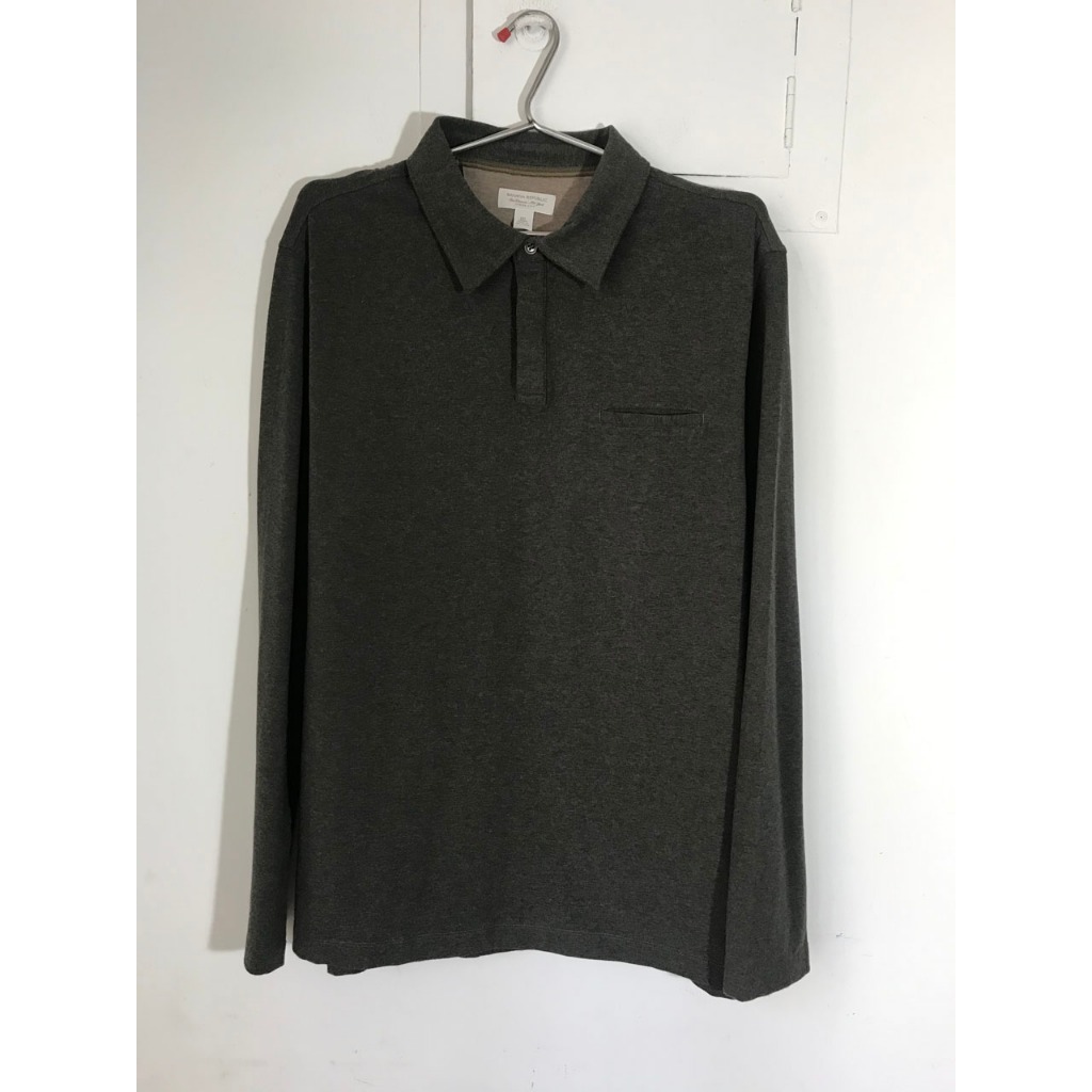 Banana Republic (胸寬約65公分) - 大尺碼 男裝 淺咖啡 長袖 polo shirt 9成新 二手