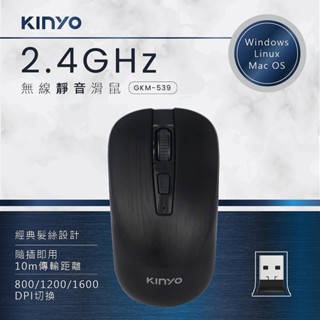 【原廠公司貨】KINYO 耐嘉 GKM-539 2.4GHz無線靜音滑鼠 無線滑鼠
