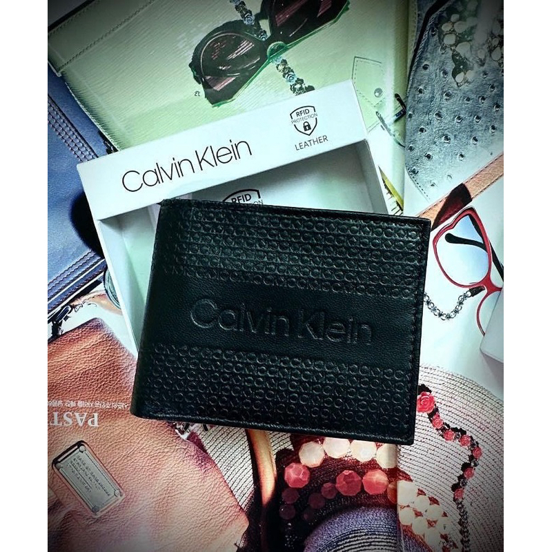 Calvin Klein logo wallet 全新 logo壓紋皮夾 多卡層短夾 RFID信用卡防盜刷皮夾 ck 黑