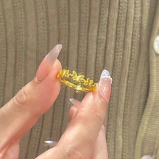 [Hi rosé!]現貨、復古立體蝴蝶戒指女款可調節古法小眾設計 高質感鍍砂金鍍沙金戒指 黃金 結婚 訂婚 鑽戒 婚戒
