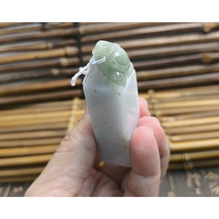 【禾賢行】天然翡翠.緬甸玉.糯種飄晴水翡翠印章-龍龜/福壽雙全.小擺件.擺件.H24072800987