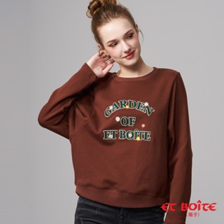 BLUE WAY ET BOiTE 箱子 - 女款 LOGO貼布繡花長版長TEE(咖啡)