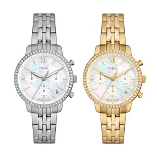 FOSSIL Neutra 綻彩三眼計時女錶 不鏽鋼鍊帶 36MM (銀 ES5357 / 金 ES5358)
