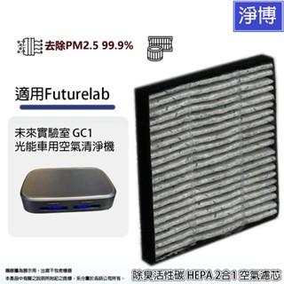 適用於Future Lab未來實驗室 GC1 光能車用空氣清淨機除臭活性碳HEPA 2合1濾網濾芯
