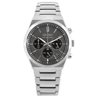 SEIKO 精工 / 三眼計時 橫條紋 藍寶石水晶玻璃 不鏽鋼手錶 灰色 / SSB455P1 / 40mm