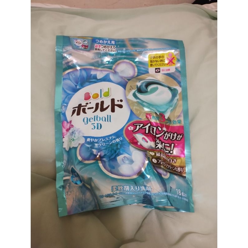 （出清過期品）日本 P&G 寶僑 3D洗衣凝膠球 18入 淺藍 強力淨白 鉑金白葉/洗衣球 膠囊